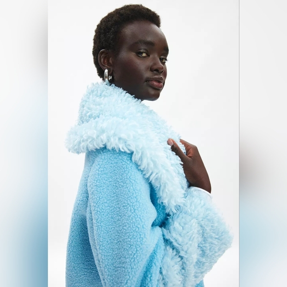 Urban Outfitters Kimchi Amelie Faux Fur Trimmed Fleece Coat - Picture 2 of 4